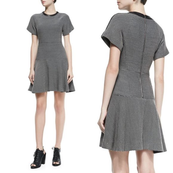 rag & bone Dresses & Skirts - Rag & Bone Watson Black/White Flared Micro Houndstooth Wool Blend Dress  Size 6